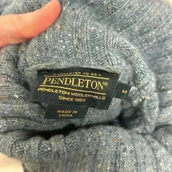 Pendleton blue turtleneck sweater size medium 80% lambswool - Picture 8 of 9